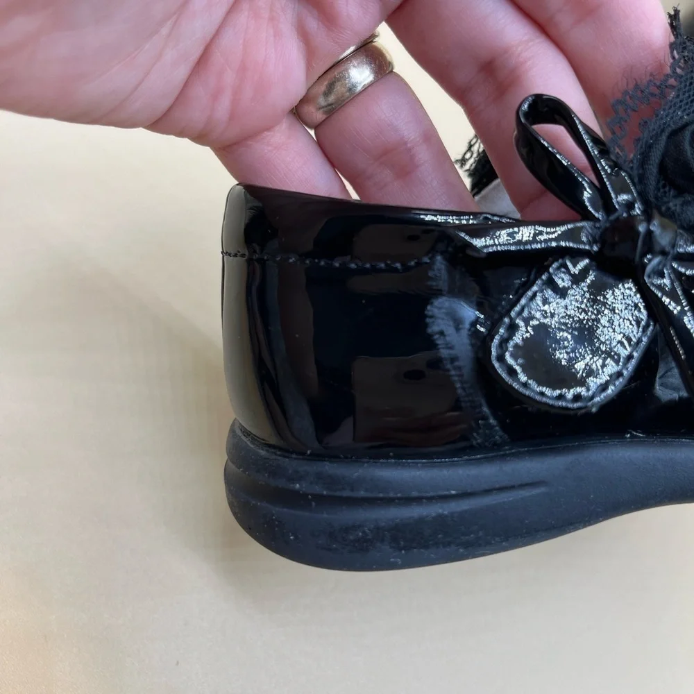 Elegant Black Bowknot Lace Flat Sole Shoes Non‎ Slip Size 10
